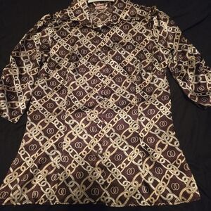 Lipstick Boutique Brown and Cream Chain Pattern Shirt